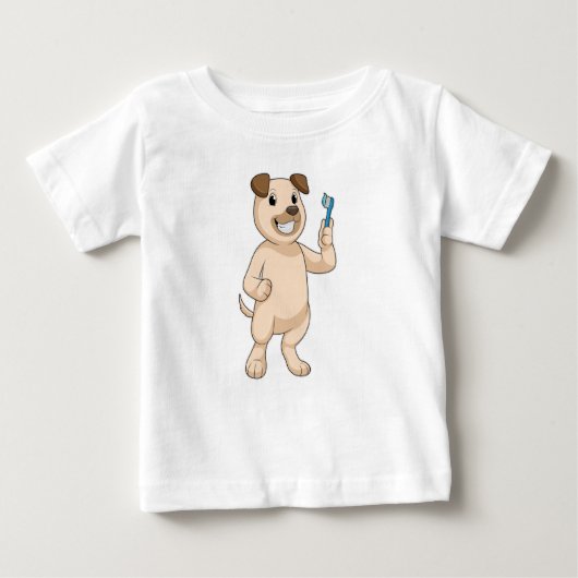 T-shirt Pour Bébé Chien avec brosse à dents (Devant)