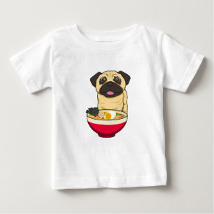 T-shirt Pour Bébé Chien Carlin et Ramen