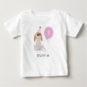 T-shirt Pour Bébé Chien chiot fille d'anniversaire | Ajouter un nom  (Devant)