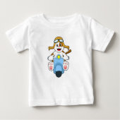 T-shirt Pour Bébé Chien comme Biker avec Scooter.PNG (Devant)