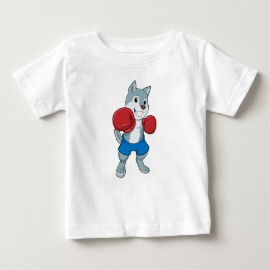 T-shirt Pour Bébé Chien comme boîte avec gants de boxe (Devant)