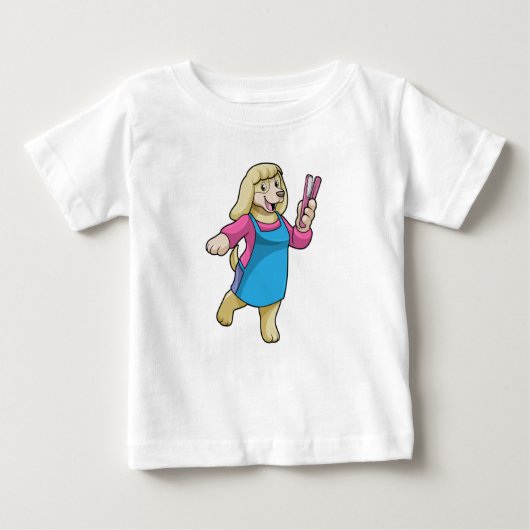 T-shirt Pour Bébé Chien comme coiffeur avec peigne (Devant)
