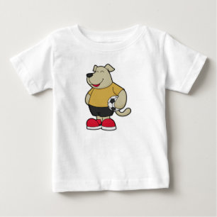 T-shirt Pour Bébé Chien comme joueur de football avec balle de footb