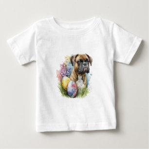 T-shirt Pour Bébé Chien de boxe joyeux Oeuf de Pâques, Bonne Boxe de