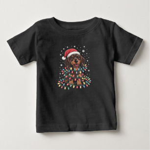 T-shirt Pour Bébé Chien de Noël Dachshund Père Noël Xmas Wiener