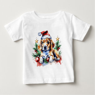 T-shirt Pour Bébé Chien de Noël mignon