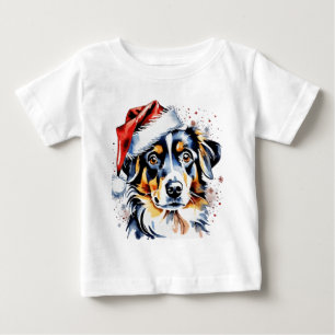 T-shirt Pour Bébé Chien de Noël mignon