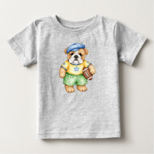 T-shirt Pour Bébé Chien de taureau anglais avec balle de football pa