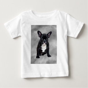 T-shirt Pour Bébé Chien de taureau français assis aquarelle peinture