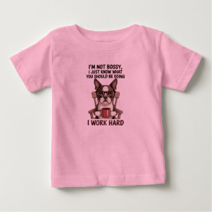 T-shirt Pour Bébé Chien Drôle Patron Travail Dur