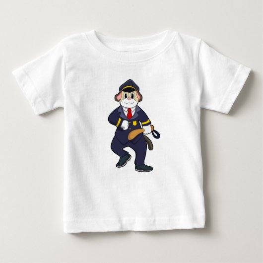 T-shirt Pour Bébé Chien en policier avec uniforme de police (Devant)