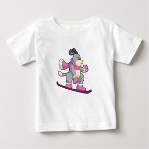 T-shirt Pour Bébé Chien en Snowboardeur avec Sonowboard