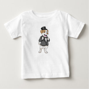 T-shirt Pour Bébé Chien en toiletté avec ruban