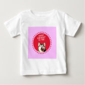 T-shirt Pour Bébé Chien Husky Sibérien mignon qui souhaite un joyeux (Devant)