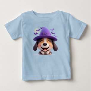 T-shirt Pour Bébé Chien joyeux déguisé en chapeau de sorcière