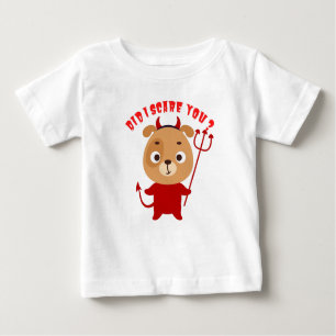 T-shirt Pour Bébé Chien mignon en costume de diable rouge tenant un