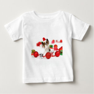T-shirt Pour Bébé Chien Papillon Mignon Chapeau de Noël de Père Noël