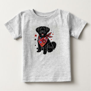 T-shirt Pour Bébé Chien portant un bandana rouge à motifs étoilés