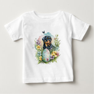 T-shirt Pour Bébé Chien Rottweiler Oeuf de Pâques, Joyeux Rottweiler