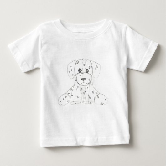 T-shirt Pour Bébé chien simple doodle enfants noir blanc dalmate (Devant)