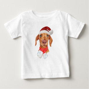 T-shirt Pour Bébé Chien teckel crème Noël vacances