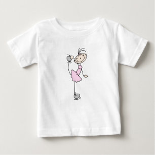 T-shirt Pour Bébé Chiffre rose patineur de bâton de fille de glace