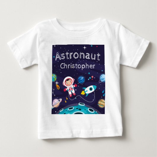 T-shirt Pour Bébé  child on the moon, monogrammed name (Devant)