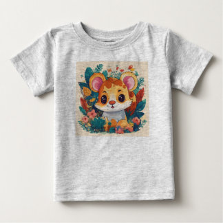T-shirt Pour Bébé Children's playful animal project t-shirt, vector.