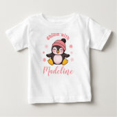 T-shirt Pour Bébé Chillin avec nom mignon Penguin Noël d'hiver (Devant)