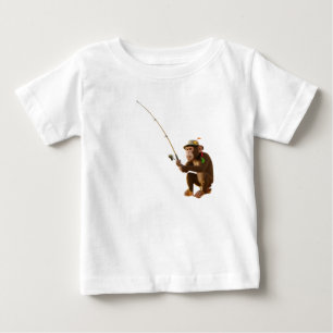 T-shirt Pour Bébé Chimpanzé fantaisiste pêchant des sandwichs dans u