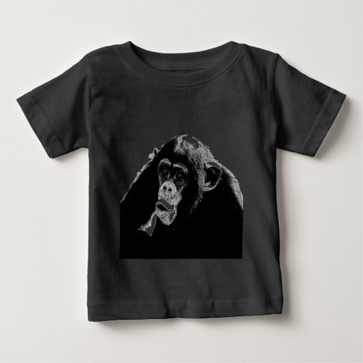 T-shirt Pour Bébé Chimpanzé noir blanc (Devant)