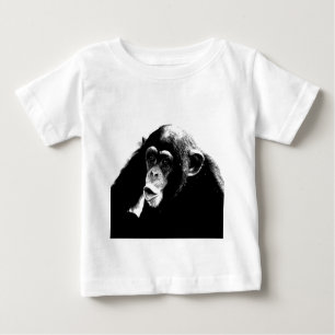T-shirt Pour Bébé Chimpanzé noir blanc