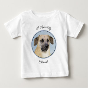 T-shirt Pour Bébé Chinook (Oreilles Laissées) Peinture - Art Chien o