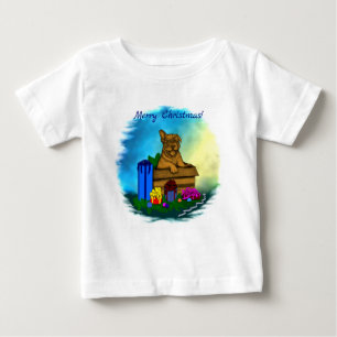 T-shirt Pour Bébé Chiot dans une boîte, Joyeux Noël
