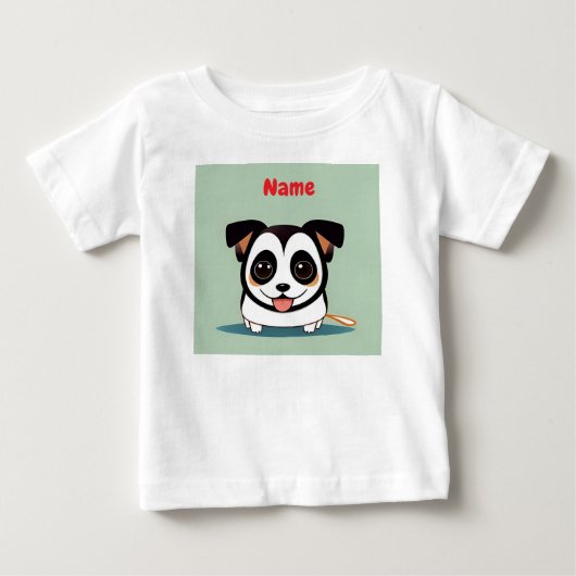 T-shirt Pour Bébé Chiot de dessin animé mignon avec une expression a (Devant)