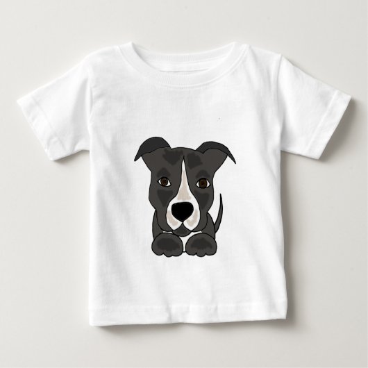 T-shirt Pour Bébé Chiot gris mignon de Pitbull (Devant)