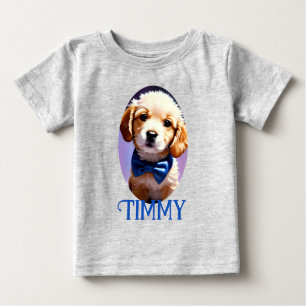 T-shirt Pour Bébé Chiot souple adorable avec jolie Cravate de Bow bl