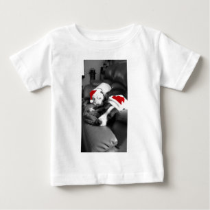 T-shirt Pour Bébé chiots pitbull de noël endormis adorables santa