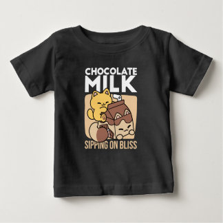 T-shirt Pour Bébé Chocolate Milk Sipping on Bliss – Kawaii Cat Food