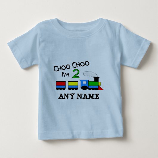 T-shirt Pour Bébé Choo Choo j'ai 2 ans ! Avec le TRAIN (Devant)