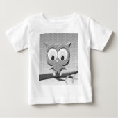 T-shirt Pour Bébé Chouette À Papier En Noir Et Blanc (Devant)