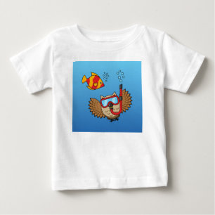 T-shirt Pour Bébé Chouette avec masque tuba et poisson tropical