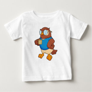 T-shirt Pour Bébé Chouette avec tasse de café