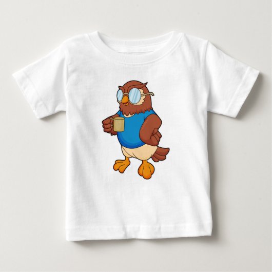 T-shirt Pour Bébé Chouette avec tasse de café (Devant)