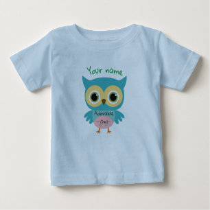 T-shirt Pour Bébé Chouette bleue adorable personnalisée
