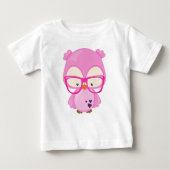 T-shirt Pour Bébé Chouette de la Saint-Valentin, Chouette rose, Lune (Devant)