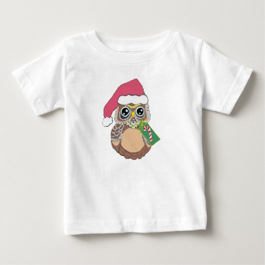 T-shirt Pour Bébé Chouette de Noël (Devant)