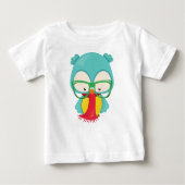 T-shirt Pour Bébé Chouette d'hiver, Hipster Owl, Chouette avec lunet (Devant)