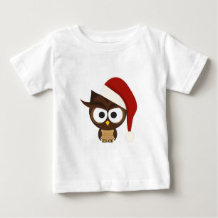 T-shirt Pour Bébé Chouette en colère portant le chapeau de Santa