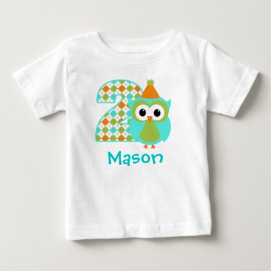 T-shirt Pour Bébé Chouette personnalisable Boy Chemise de deuxième a (Devant)